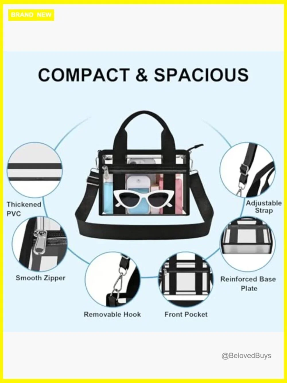 Clear Satchel Stadium Approved Crossbody Bag PVC Handbag Event Purse
